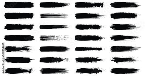 Black ink brush strokes on white background paint texture