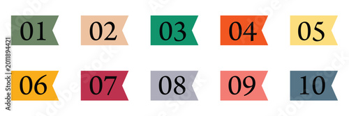 Foto A collection of number labels from one to ten