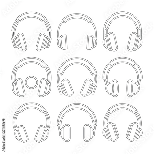 Minimal Headphone Line Icon Set