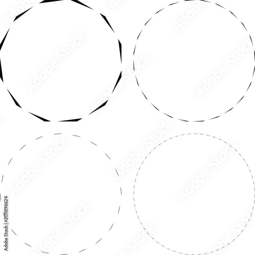 Canvastavla Collection of thin black circles composed of small low-level polygons