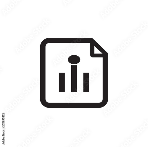 Info information icon, simple vector style Document with Bar Chart Icon
