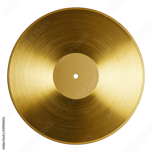 Golden vinyl record isolated on transparent background