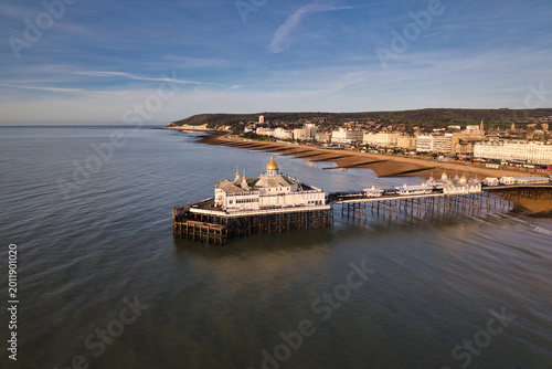 Canvastavla Aerial drone picture of Eastbourne, England, showcasing the shoreline along the