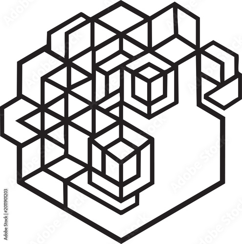 Geometric 3D hexagon cubes pattern