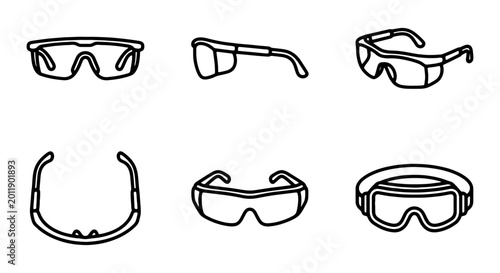Canvastavla Safety glasses vector icon set, protective eyewear collection, industrial safety