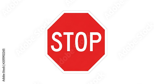Red octagonal stop sign with white text
