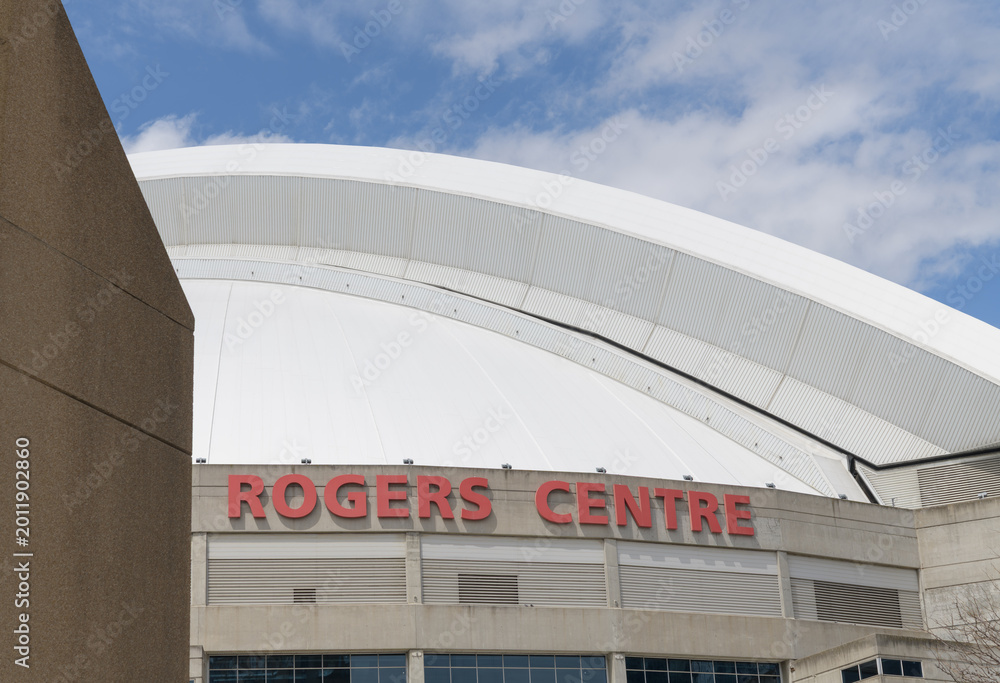 Fototapeta premium south elevation of Rogers Centre, a stadium, located at 1 Blue Jays Way, Toronto