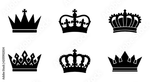 Foto Royal Crowns Collection, Regal Symbols Set, Heraldic Emblems Vector Icons