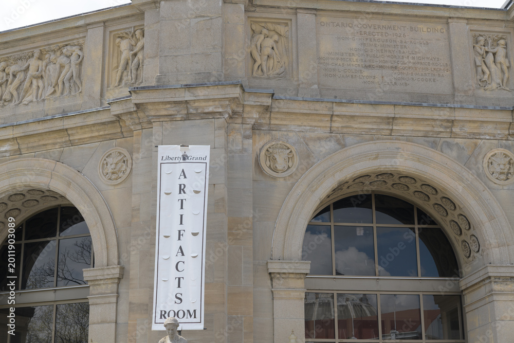 Obraz premium facade of CNE Ontario Government Building, designed by Chapman and Oxley, 1926, in Beaux-Arts, Exhibition Place, 25 British Columbia Rd, Toronto