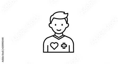 Simple line of a smiling nurse wearing a uniform and cap smile
