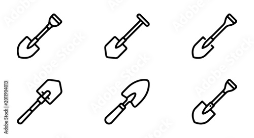Tableau sur toile Garden Shovel Vector Icons, Gardening Tools Collection, Digging Implements Set,