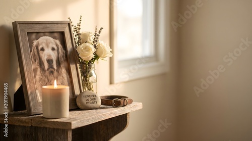 Peaceful Pet Memorial with Candle and Flowers – World Pet Memorial Day Tribute