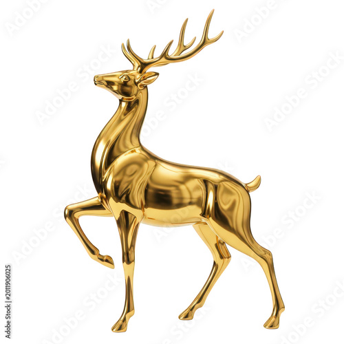 Golden deer statue with antlers