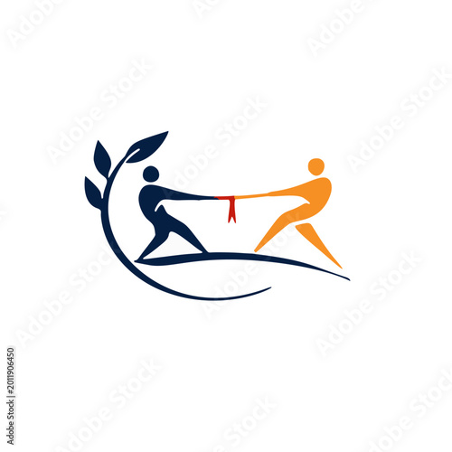 Tug of War Teamwork Concept Vector Illustration