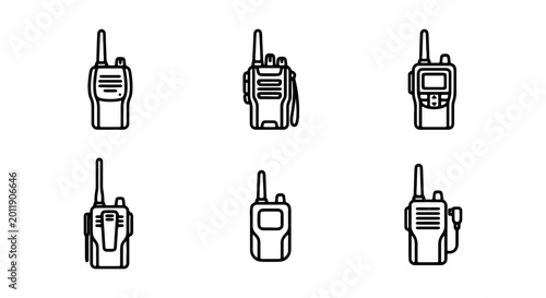 Photos Walkie Talkie Icons, Portable Radio Set, Two-Way Communication Devices, Vector G