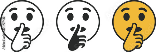 Photos Shush Emoji Vector Graphic Illustration Set, Silence and Quiet Icons, Keep Secre