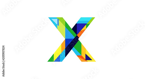 Vibrant geometric 3 d star shape with rainbow gradient and sharp edges