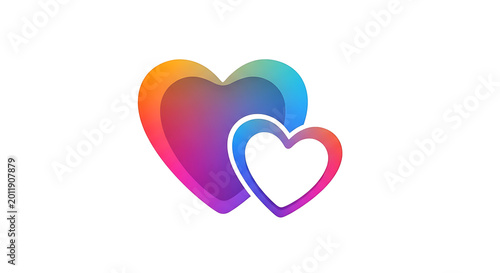 Vibrant multicolored abstract ribbon shape in a loop, pink, purple, blue, yellow, and orange gradient