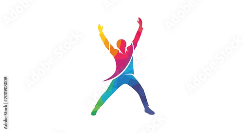 Vibrant of a dynamic, abstract human figure in a running pose