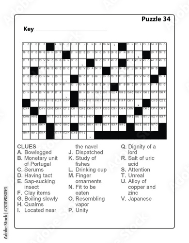 Vászonkép Printable Acrostic Puzzle 34: Vocabulary and Word Search Brain Teaser for Adults