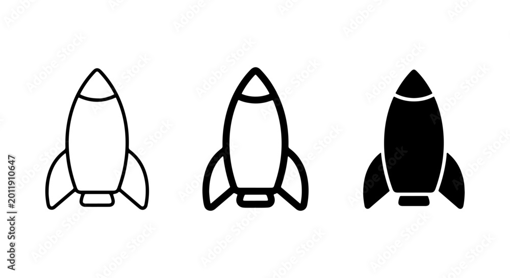 Fototapeta premium Rocket Ship Icon Pack Black And White