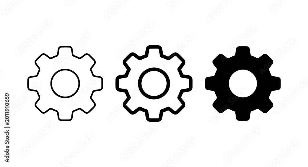 Fototapeta premium Gear Icon Set Black and White Vector Design