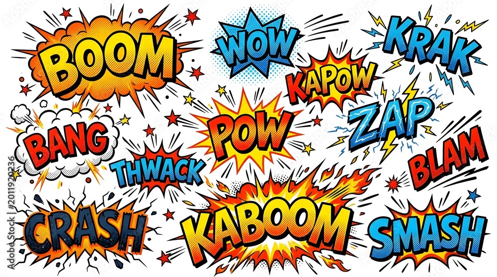 Fototapeta premium Comic Sound Effects Typography Elements Se