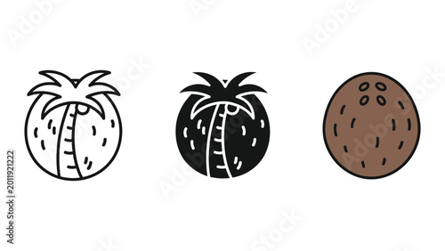Quadro su tela coconut and palm tree trio flat design vector illustration