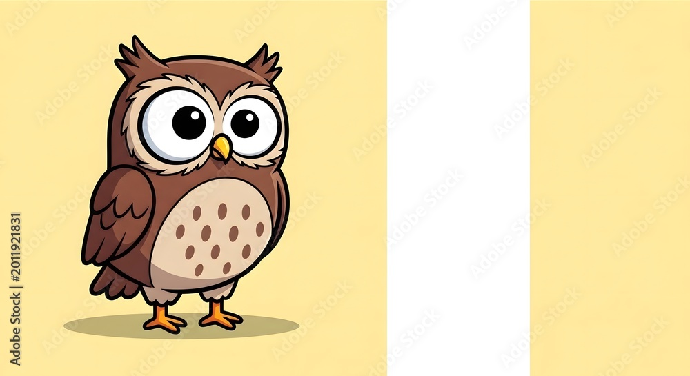Fototapeta premium Cartoon owl character with blank space for text or design elements