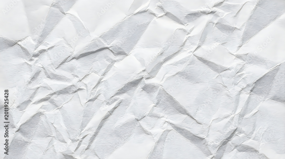 Fototapeta premium Set of clean white crumpled paper with soft organic folds for modern minimalist stationery branding frontal isolated png on a transparent background perfectly cutout high resolution