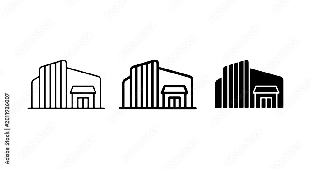 Fototapeta premium Building Silhouettes Icon Pack White Background