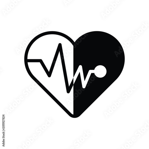Heartbeat graphic inside a heart shape with heartbeat, electrocardiogram