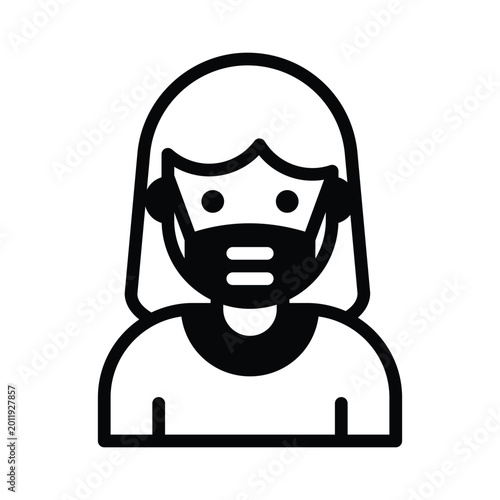 Person icon wearing a face mask with medical mask protection illustration