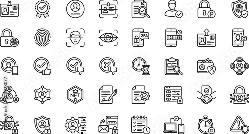 Digital Identity & Verification Line Icons – KYC, Authentication & Security UI Icons