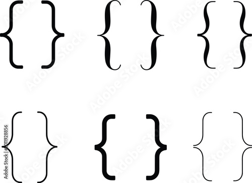 Tableau sur toile Collection of six different curly bracket styles