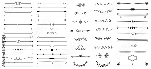 Mega Collection of Hand-Drawn Floral Dividers, Vintage Calligraphic Text Breaks, and Minimalist Decorative Borders for Design