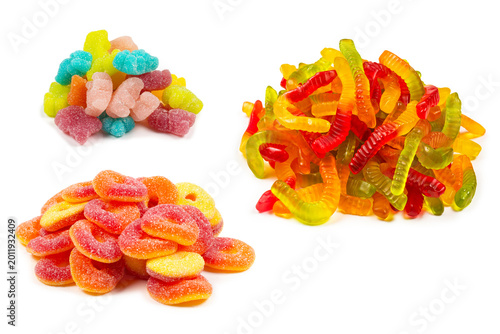 Jelly rings isolated on white background. Orange rings.