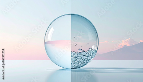 Sphere with water and bubbles