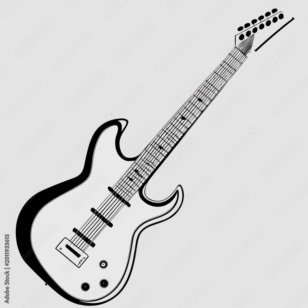 Obraz premium guitar line art silhouette illustration for music and performance design
