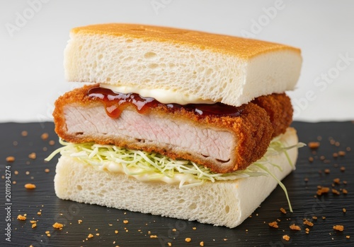 Delicious japanese katsu sando pork cutlet sandwich