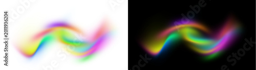 PNG image of Abstract colorful wave shape glowing in neon light on transparent background