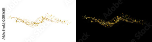 PNG image of Glowing gold dust particles forming a wavy trail on transparent background