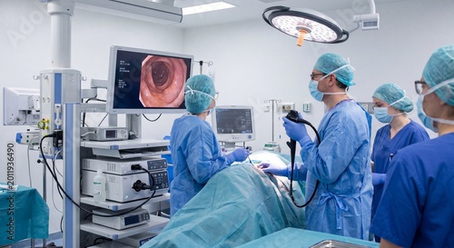 Modern Hospital Gastroenterology Procedure with Medical Team and Advanced Technology
