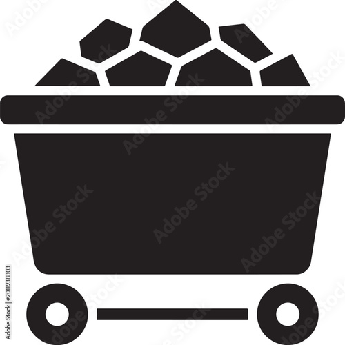 Fotografie Coal mining cart silhouette icon on white background