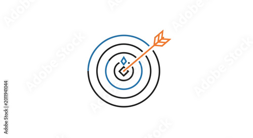 Foto Target with arrow hit in the bullseye representing business success and precision
