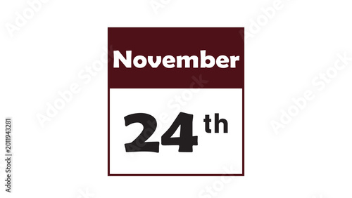 November 24th daily calendar icon vector illustration in minimalist style