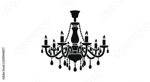 Cuadro en lienzo Elegant chandelier silhouette against a white background high quality profession