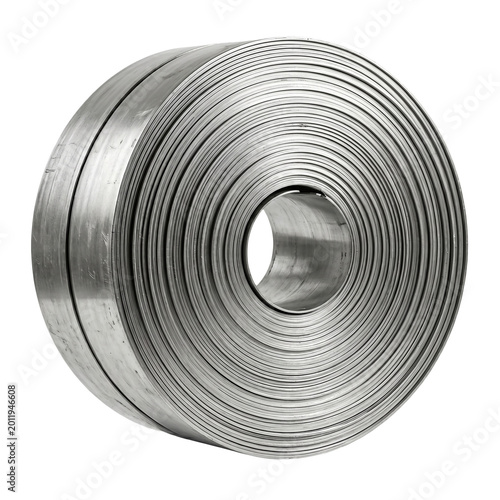 Large Industrial Metal Sheet Roll Coil Isolated On A Black Background