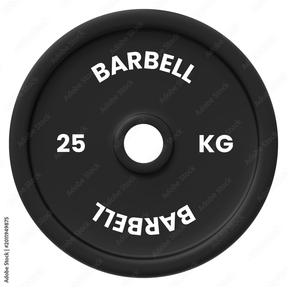 Fototapeta premium A black 25 kg weightlifting disc with the inscription 