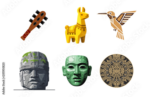 Tableau sur toile Diverse vector collection of ancient civilization artifacts, cultural symbols, a